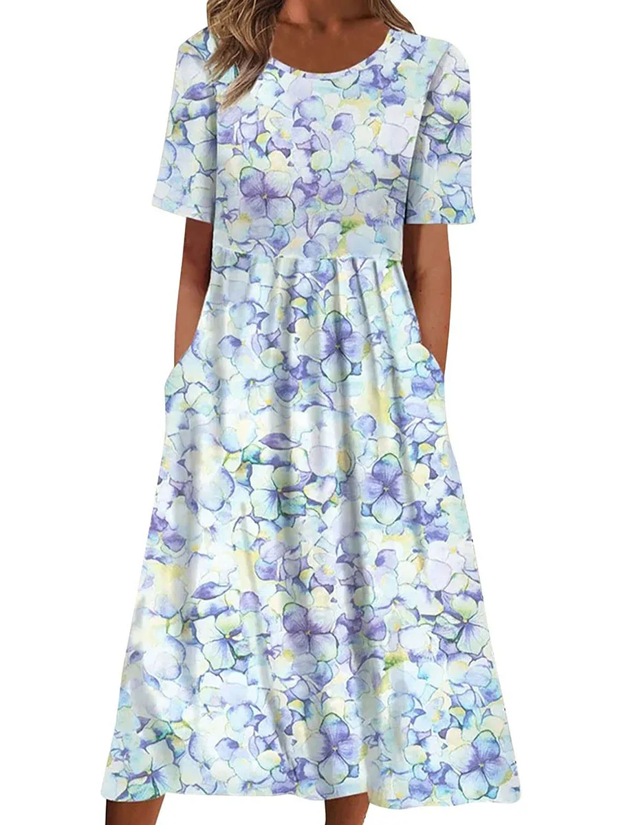 Women Empire Waist Midi Sundress Summer Casual Boho Beach Dresses Crew Neck Half Sleeve Long Dress with Pockets (Floral Blue L)
Women Empire Waist Midi Sundress Summer Casual Boho Beach Dresses Crew Neck Half Sleeve Long Dress with Pockets (Floral Blue L)