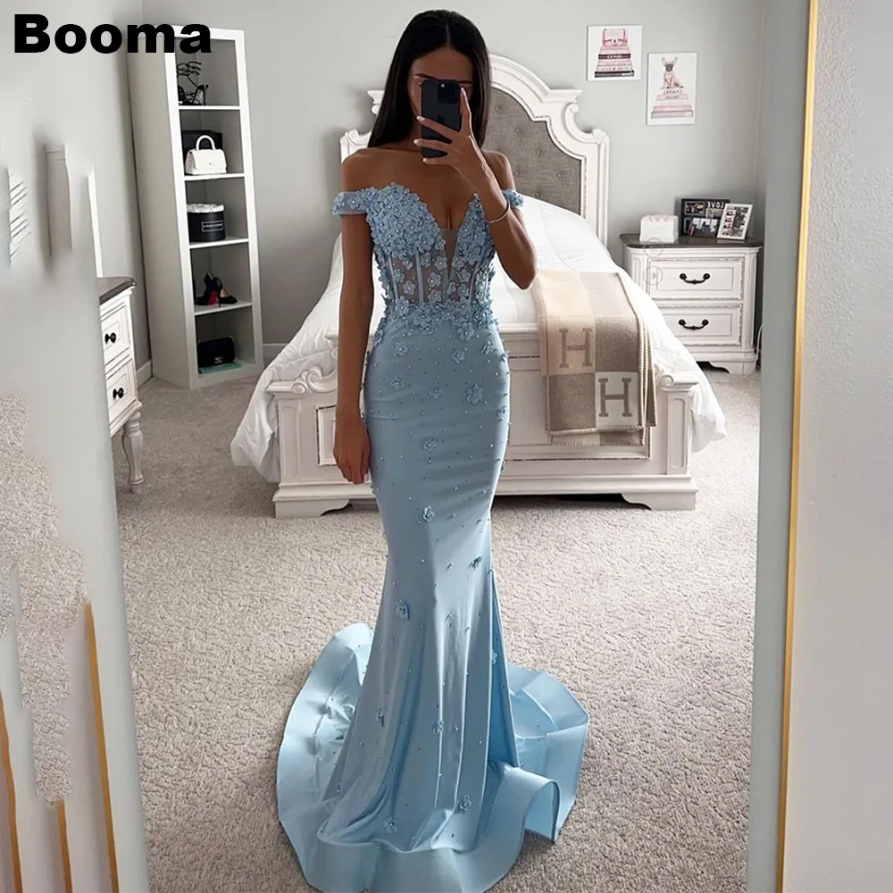 Booma Sky Blue Mermaid Evening Dresses Off the Shoulder 3D Flowers Formal Occasion Gowns for Women Party Celebrate Prom Dress
Booma Sky Blue Mermaid Evening Dresses Off the Shoulder 3D Flowers Formal Occasion Gowns for Women Party Celebrate Prom Dress