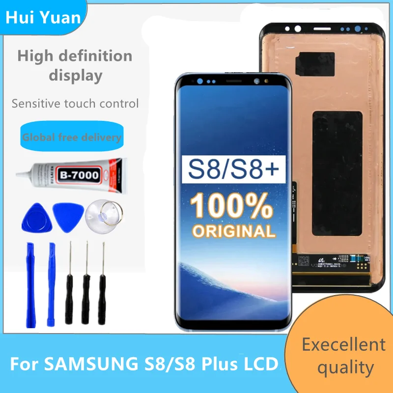 

100% ORIGINAL S8 LCD with frame For Samsung Galaxy S8 plus G955fd G955F G955 Lcd Display S8 G950 G950F Touch Screen Digitizer