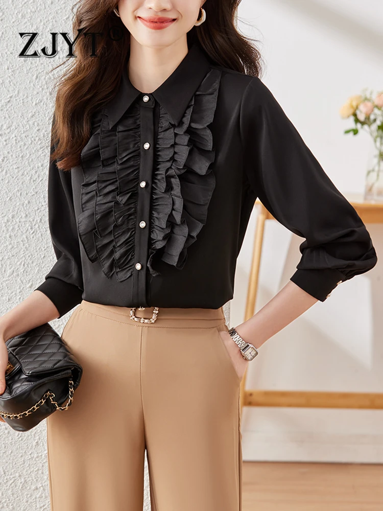 ZJYT Elegant Black Shirts and Blouses for Women Long Sleeve Ruffles Blusa Mujer Moda 2023 Autumn Plus Size Office Camisas Tops
ZJYT Elegant Black Shirts and Blouses for Women Long Sleeve Ruffles Blusa Mujer Moda 2023 Autumn Plus Size Office Camisas Tops