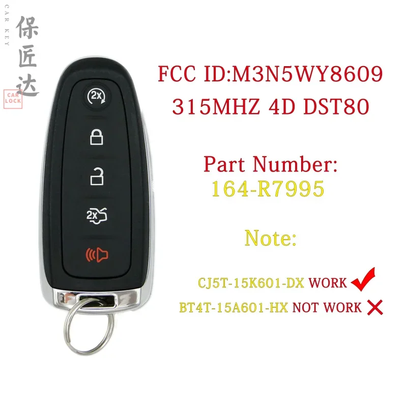 BaoJiangDd car key Fit For Ford Escape BEV Focus C-max Maverick Smart car key M3N5WY8609 164-R7995 / CJ5T-15K601-DX 315MHZ ID4D
BaoJiangDd car key Fit For Ford Escape BEV Focus C-max Maverick Smart car key M3N5WY8609 164-R7995 / CJ5T-15K601-DX 315MHZ ID4D