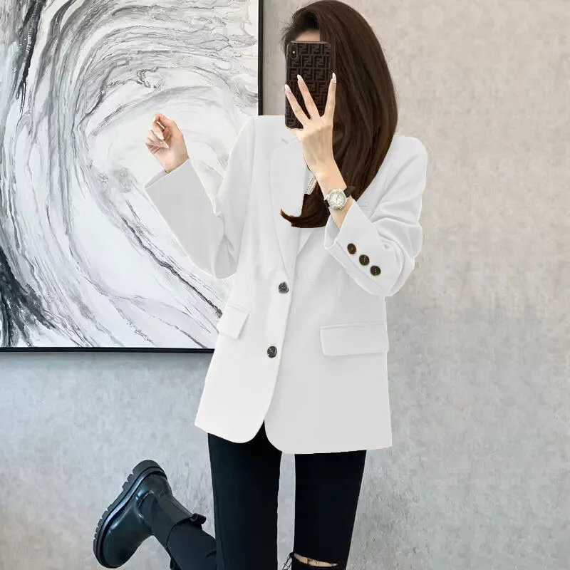 Women Blazer Casual Jacket Multi-Color Pocket All-Match Long Sleeved OL Autumn Winter Elegant Office Lady Coat Loose Solid Thin Women Blazer Casual Jacket Multi-Color Pocket All-Match Long Sleeved OL Autumn Winter Elegant Office Lady Coat Loose Solid Thin
