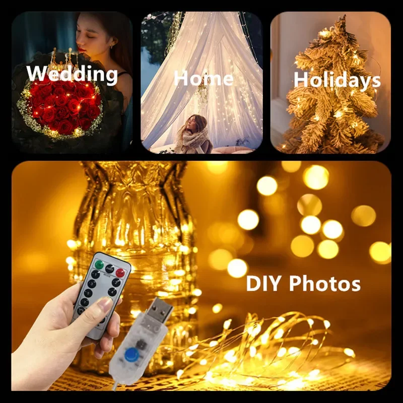 Outdoor Garland LED Garden Copper Wire Lights String Party Wedding Christmas Decoration 10/20M Remote Control 8 Mode Fairy Light
Outdoor Garland LED Garden Copper Wire Lights String Party Wedding Christmas Decoration 10/20M Remote Control 8 Mode Fairy Light