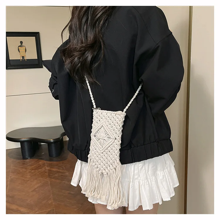 Handwoven Cotton Crossbody Bag - Hollow Straw Design 13 Seb79d62390a848b283dca9b98245986eI