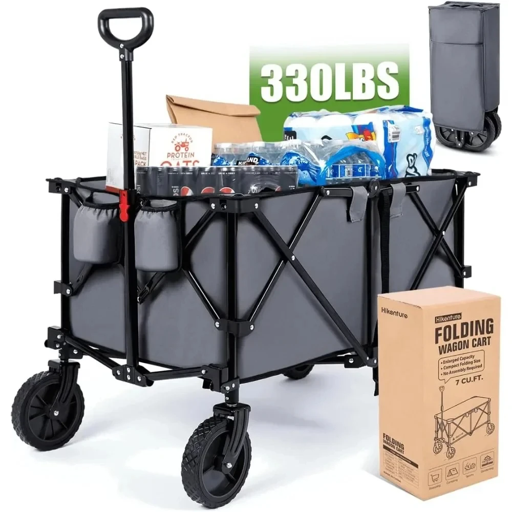 

Garden Cart, Collapsible Wagon with 200L Large Capacity, Utility Wagons Carts Duty Foldable Portable, Garden Cart