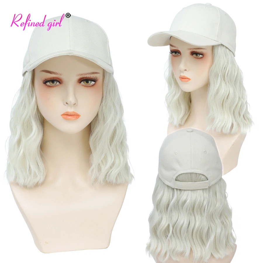 

Короткая бейсбольная кепка, парик с натуральными вьющимися волосами для наращивания, синтетическая шляпа, парик для женщин, Регулируемая Белая Черная бейсбольная шляпа, парик
