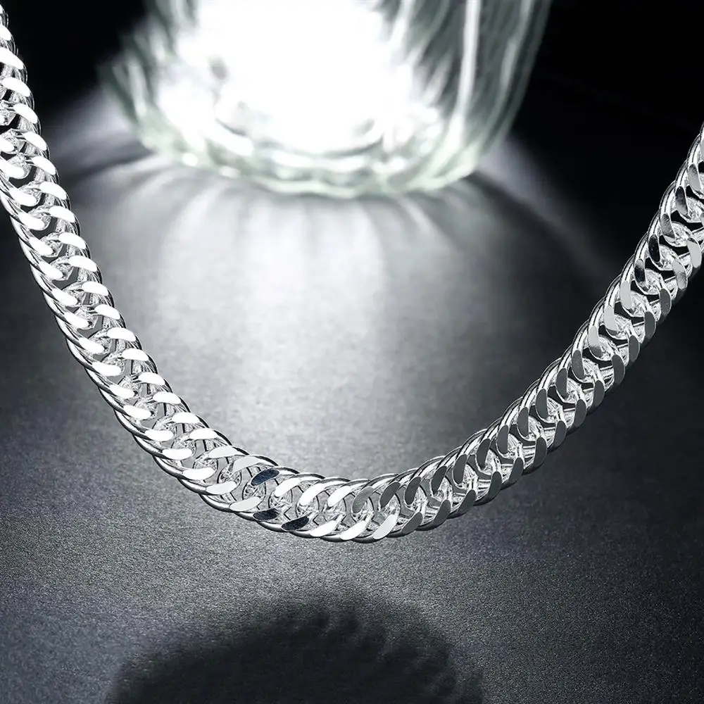 

Wholesale Width 6MM chain 925 Sterling Silver Necklaces for Women Men Charm fashion Jewelry wedding Party 50/55/60cm