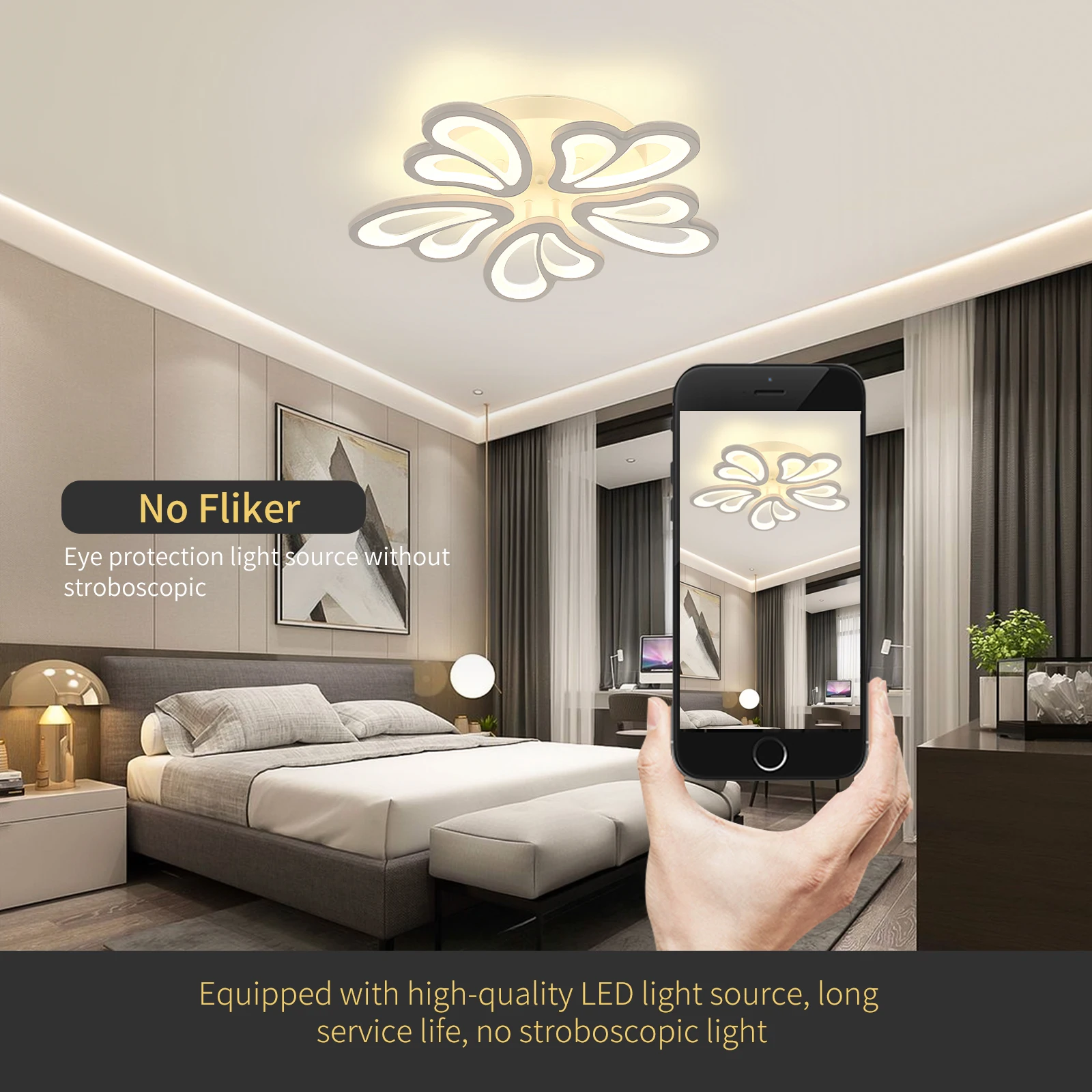 New Style Acrylic Ceiling LED Ceiling Lights Modern Lamp Fixture with Remote Control 5-Light Flower Flush Mount Chandelier
New Style Acrylic Ceiling LED Ceiling Lights Modern Lamp Fixture with Remote Control 5-Light Flower Flush Mount Chandelier