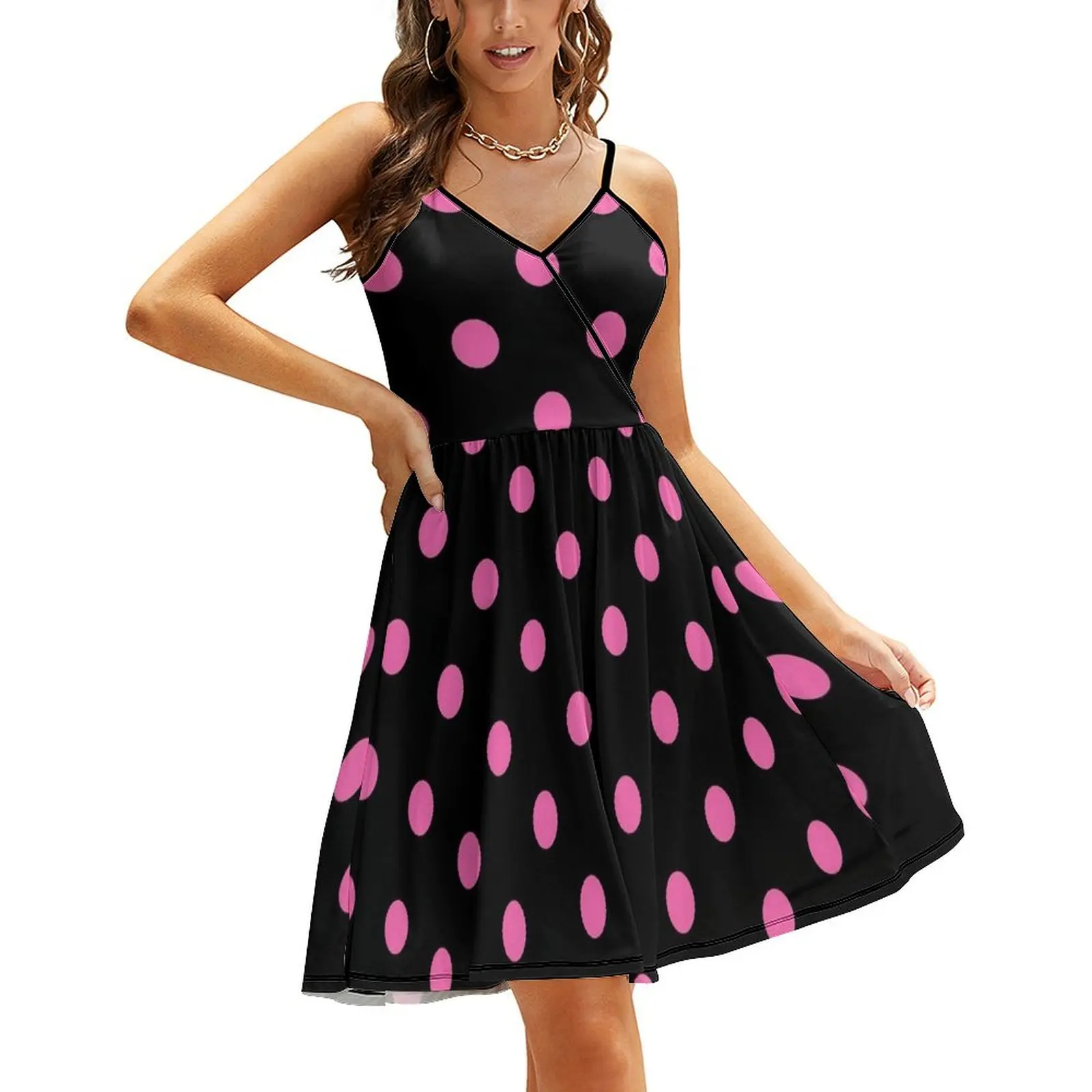 Large Light Hot Pink Polka Dots on Black Sling Dress dresses for prom beach dresses Dress woman
Large Light Hot Pink Polka Dots on Black Sling Dress dresses for prom beach dresses Dress woman