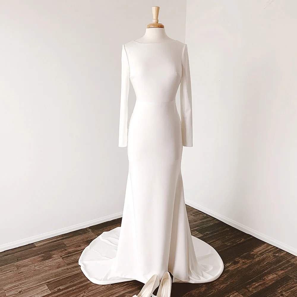 

Simple Wedding Dresses For Women 2022 Backless Long Sleeves Sexy Wedding Gowns Mermaid Elegant Bride Dress vestidos de novia
