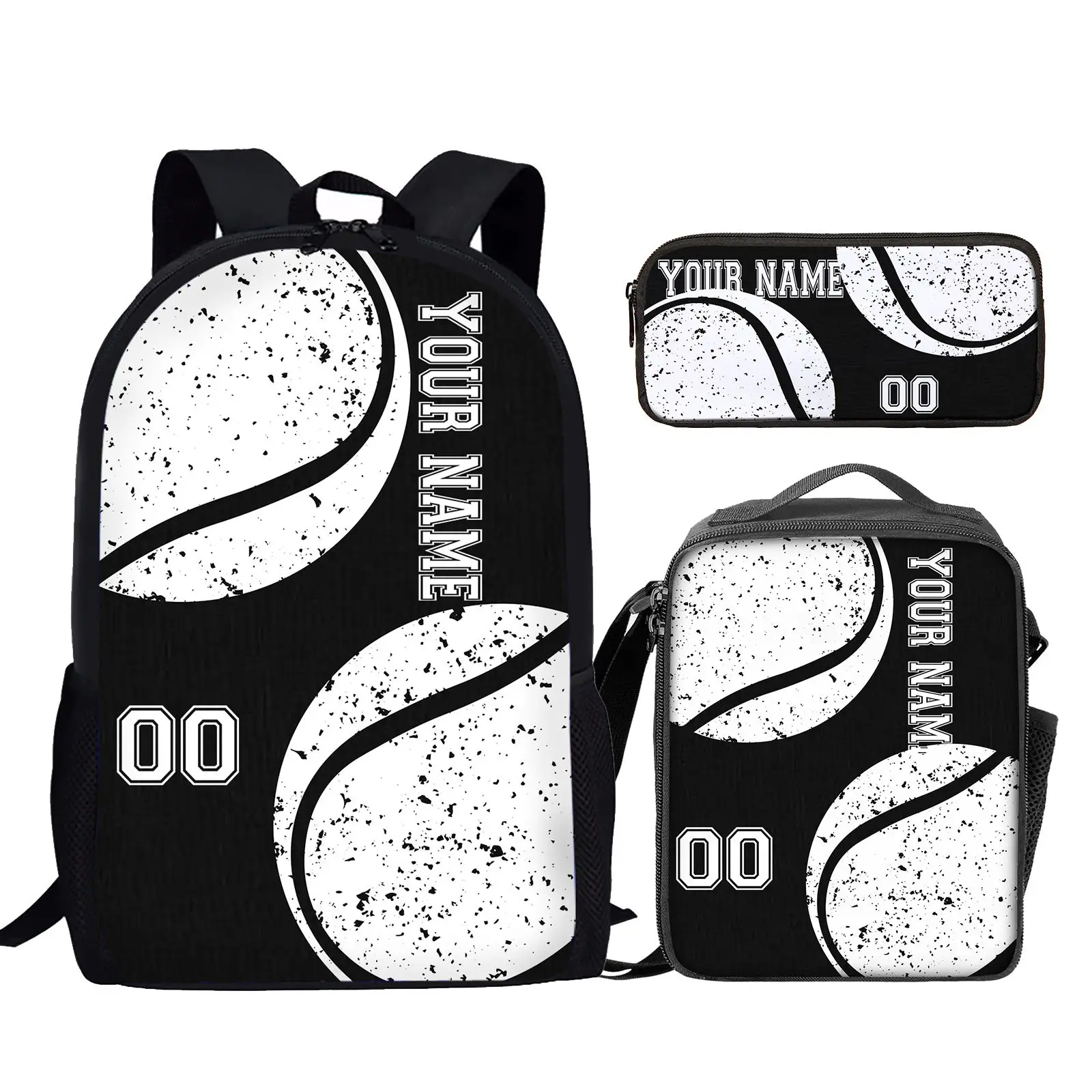 YIKELUO Black Tennis Demand Custom Name/Number Sports Print Backpack Durable Travel Bag With Zipper Casual Mochilas Lunch Bag
YIKELUO Black Tennis Demand Custom Name/Number Sports Print Backpack Durable Travel Bag With Zipper Casual Mochilas Lunch Bag