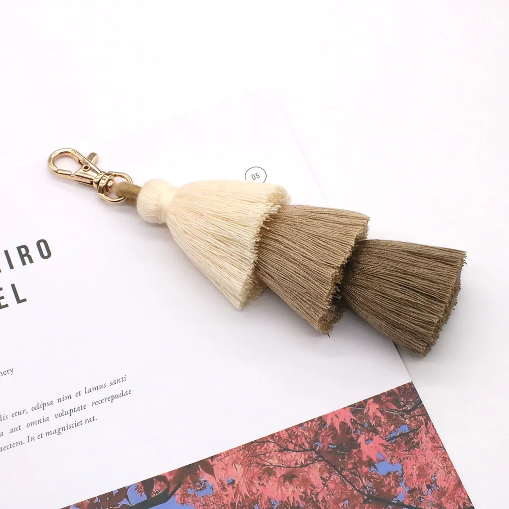 Triple Layer Cotton Tassel Keychain - Macrame Bag Charm 8 Seb821ceb1d3549b3bb39357301740e15p