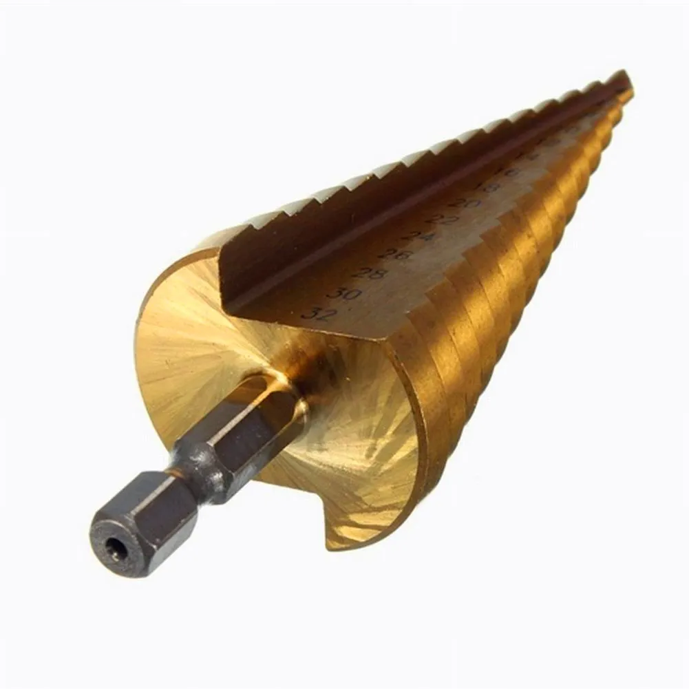 4-12 4-20 4-32 HSS Titanium Coated Step Drill Bit Drilling Power Tools Metal High Speed Steel Wood Hole Cutter Cone Drill
4-12 4-20 4-32 HSS Titanium Coated Step Drill Bit Drilling Power Tools Metal High Speed Steel Wood Hole Cutter Cone Drill