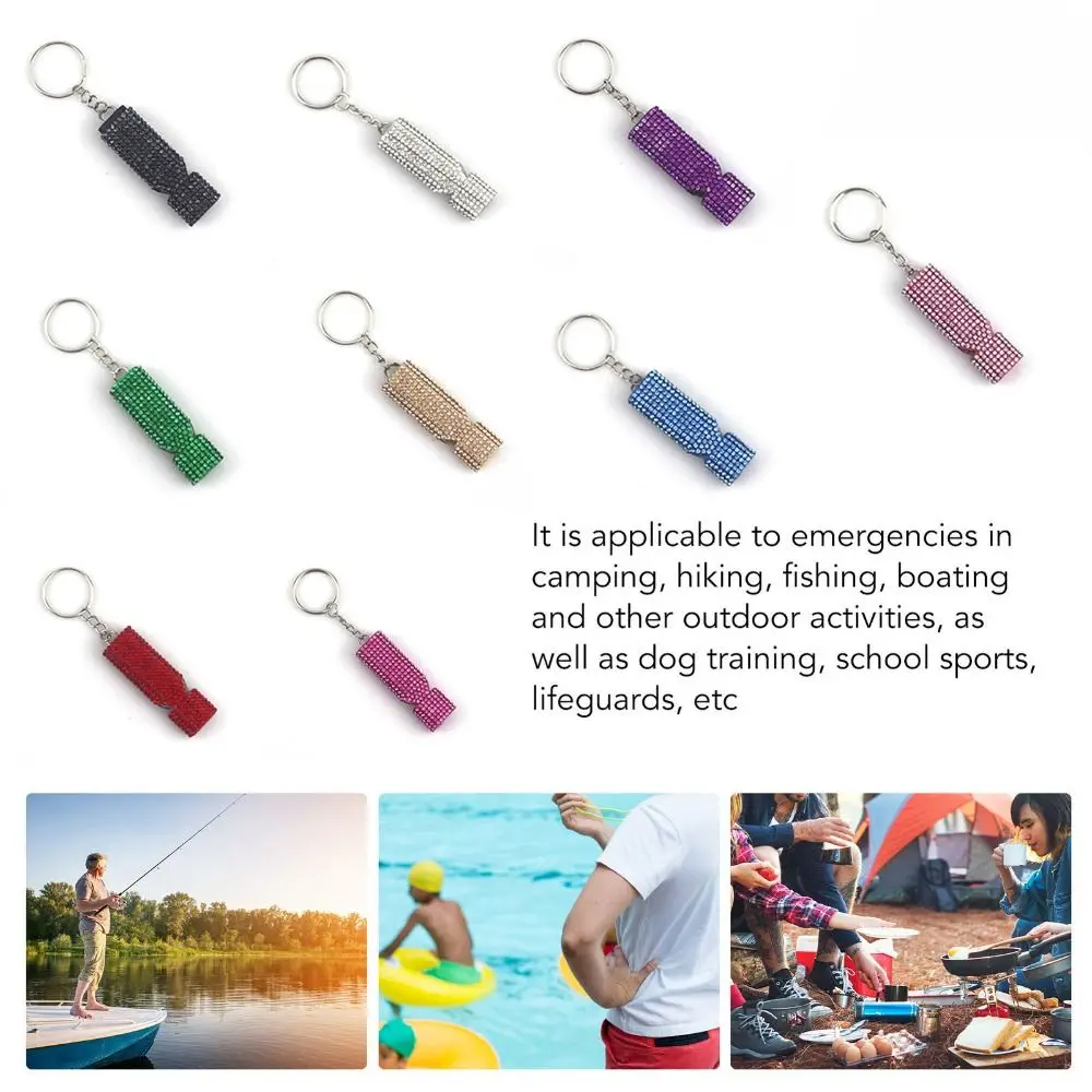 

Zinc Alloy Survival Whistle Fashion Diamond First Aid Whistle High Frequency Whistle Double Tubes Emergency Whistle