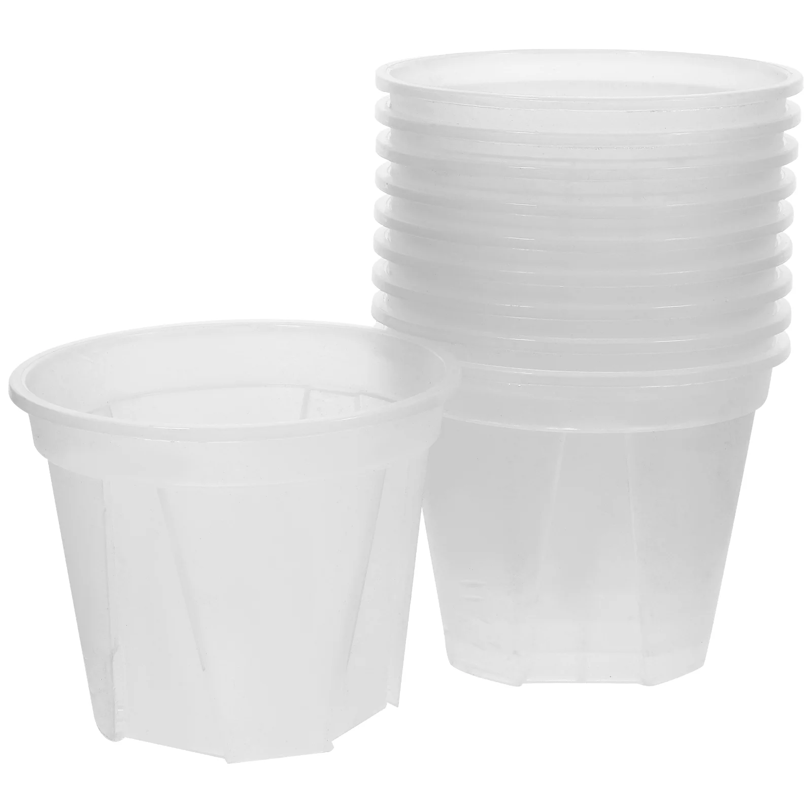 10 Pcs Nursery Transparent Flower Pot House Plants Planter Plastic Flowers Pots
10 Pcs Nursery Transparent Flower Pot House Plants Planter Plastic Flowers Pots