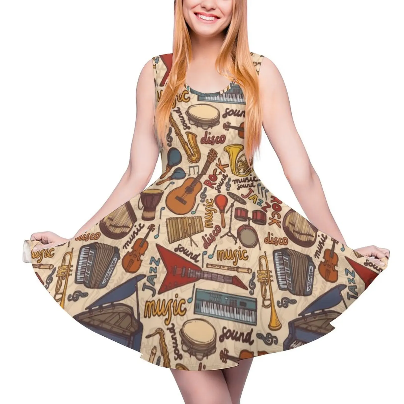 Женское Бесшовное платье без рукавов с музыкальным принтом
Женское Бесшовное платье без рукавов с музыкальным принтом