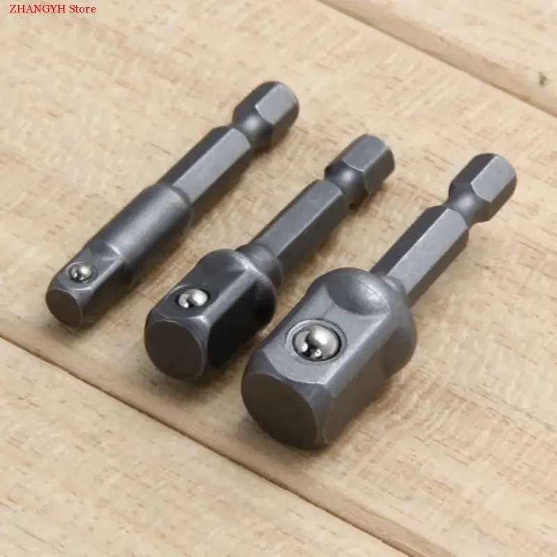 

3Pcs Socket Adapter Drill BIts Set Hex Shank 1/4" 3/8" 1/2" Impact Drill Bits Hex Wrench Sleeve Extension Bar Drive Power Tool