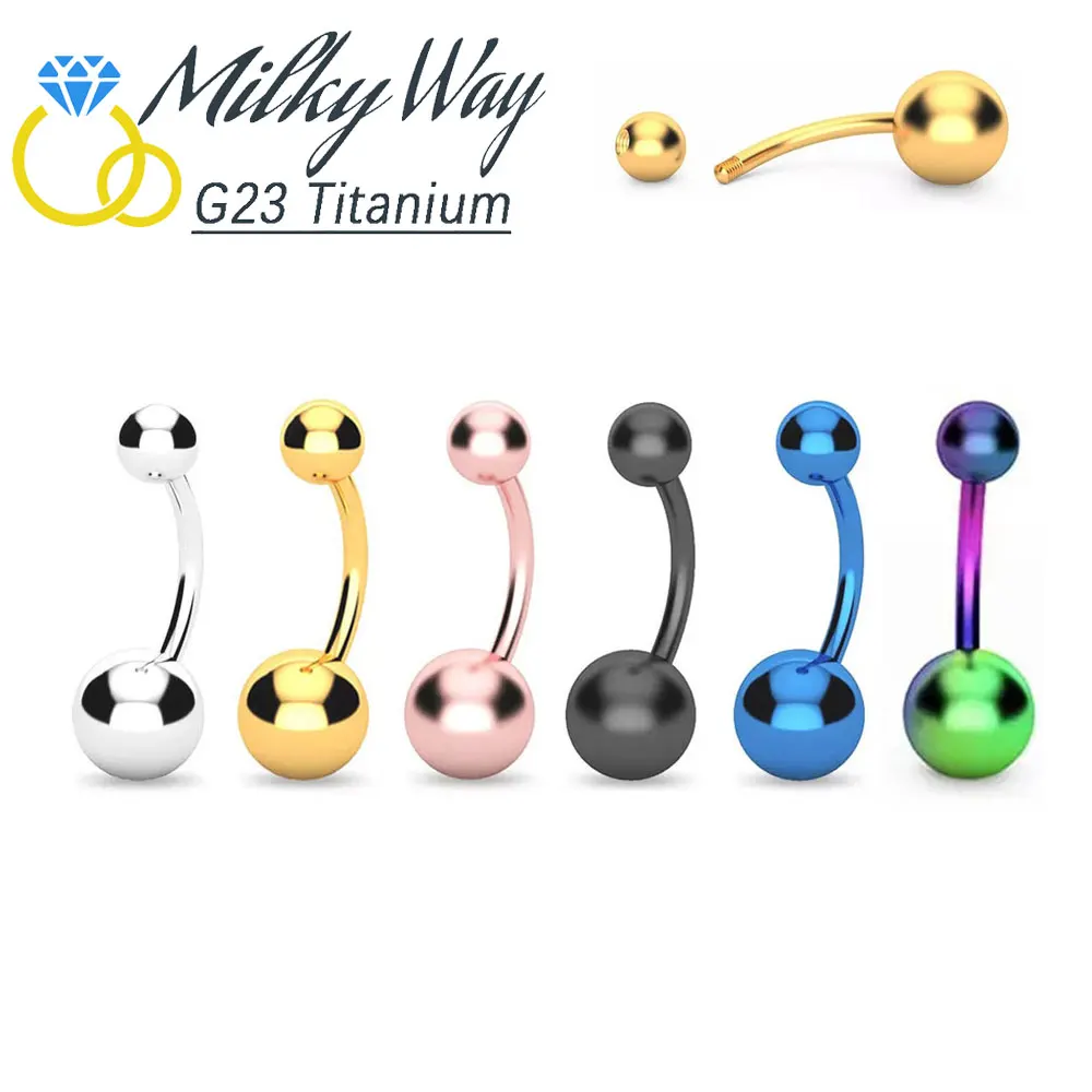 

10PCS G23 Titanium Belly Button Rings PVD Plated Fashion Navel Piercing Belly Rings Sexy Ombligo PIERC Body Jewelry Wholesale