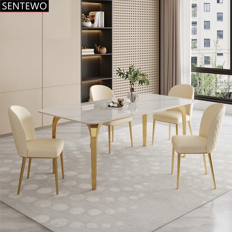 Luxury Rock Slab dining table and chair set Stainless steel golden base Faux Marble table kitchen furniture de salle a manger
Luxury Rock Slab dining table and chair set Stainless steel golden base Faux Marble table kitchen furniture de salle a manger