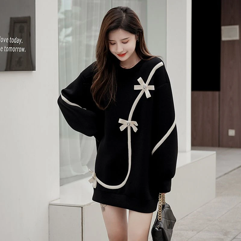 Sweatshirts Dress for Women Spring Autumn Korean Lady Sweet Bowknot Causal Loose Black Long Sleeve Dresses 2023 New Clothing
Sweatshirts Dress for Women Spring Autumn Korean Lady Sweet Bowknot Causal Loose Black Long Sleeve Dresses 2023 New Clothing