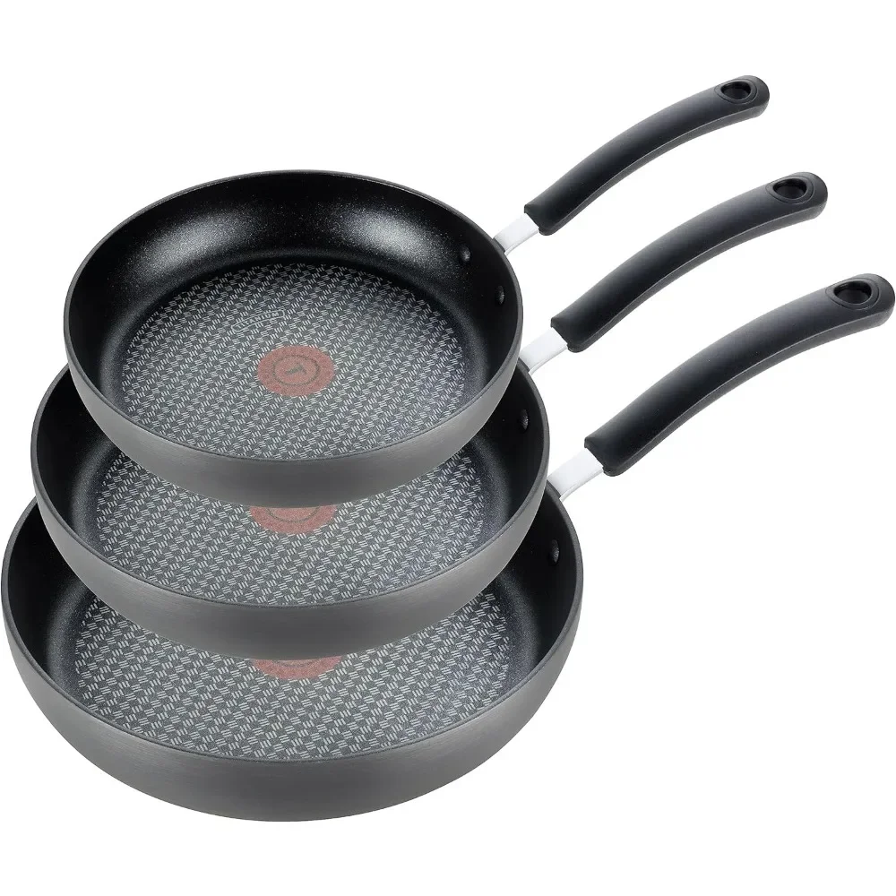 

T-fal Ultimate Hard Anodized Nonstick Fry Pan Set 8, 10.25, 12 Inch Oven Broiler Safe 400F, Lid Safe 350F Cookware,Pots and Pans