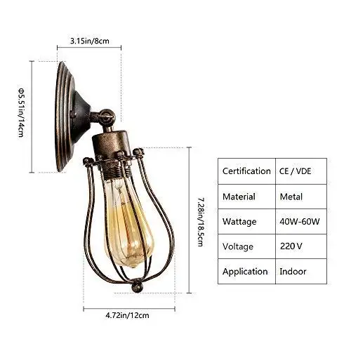 Industrial Vintage Wall Light,Indoor Lighting,Adjustable Metal Cage Wall Sconces Lamp,corridor restaurant Bedroom lighting
Industrial Vintage Wall Light,Indoor Lighting,Adjustable Metal Cage Wall Sconces Lamp,corridor restaurant Bedroom lighting