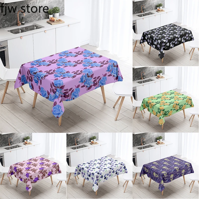 

Flower Small Floral Printed Rectangular Tablecloth Antifouling Waterproof Restaurant Kitchen Home Decoration