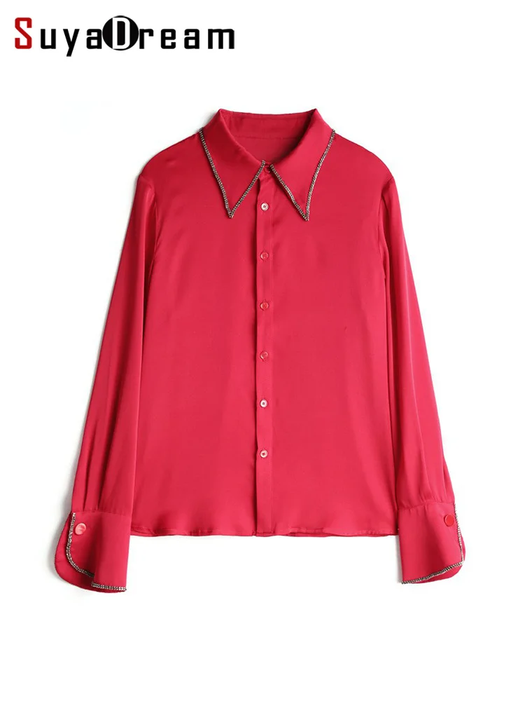 SuyaDream Women Silk Shirts 92% Silk 8%Spandex Long Sleeved Turn Down Collar Beadings Red Chic Blouses 2022 Spring Autumn Top
SuyaDream Women Silk Shirts 92% Silk 8%Spandex Long Sleeved Turn Down Collar Beadings Red Chic Blouses 2022 Spring Autumn Top