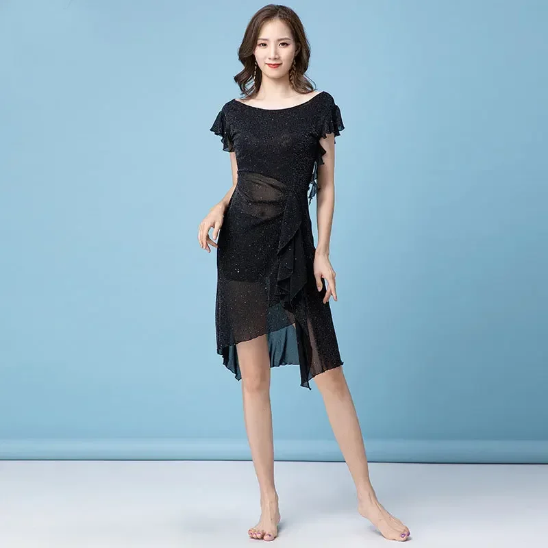 

Костюм для танца живота женский, пикантный современный сетчатый танцевальный костюм, в Корейском стиле, одежда для латинских танцев