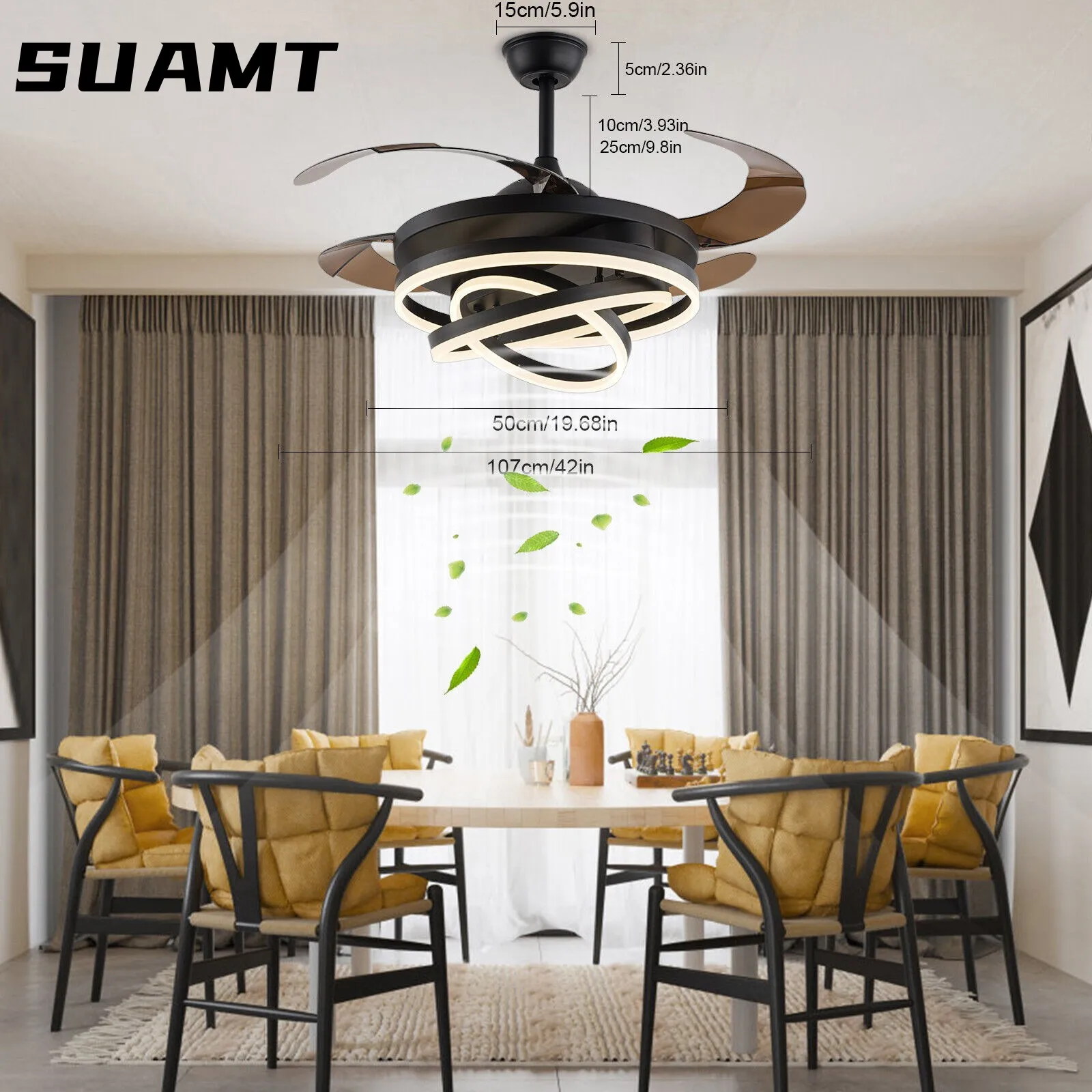 42 Inch Creative Ceiling Fan Light Adjustable Three Layer Concentric Circle LED Ceiling Fan Color Changeable for Living Room
42 Inch Creative Ceiling Fan Light Adjustable Three Layer Concentric Circle LED Ceiling Fan Color Changeable for Living Room