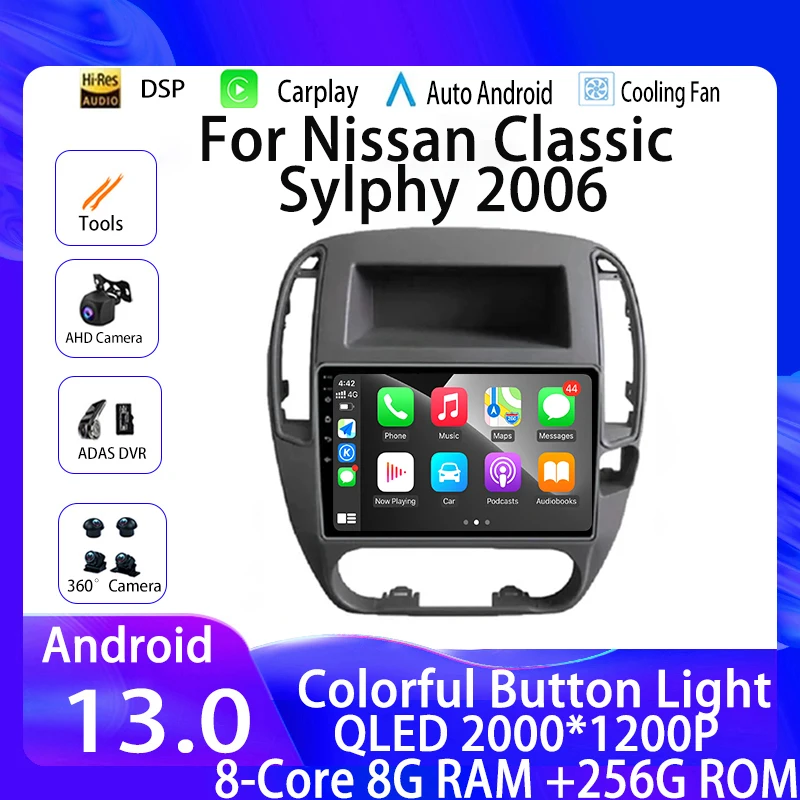 For Nissan Classic Sylphy 2006 Stereo Multimedia Auto10 Inch Car Radio Android 13 QLED Wireless Carplay Video Navigation DSP BT
For Nissan Classic Sylphy 2006 Stereo Multimedia Auto10 Inch Car Radio Android 13 QLED Wireless Carplay Video Navigation DSP BT