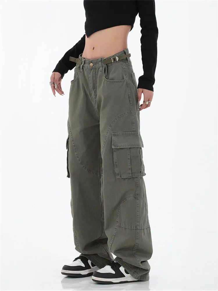 Green Cargo Pants For Women Straight Overalls Jeans High Waist Streetwear Vintage Casual Ladies Baggy Denim Wide Leg Trouser 
Green Cargo Pants For Women Straight Overalls Jeans High Waist Streetwear Vintage Casual Ladies Baggy Denim Wide Leg Trouser