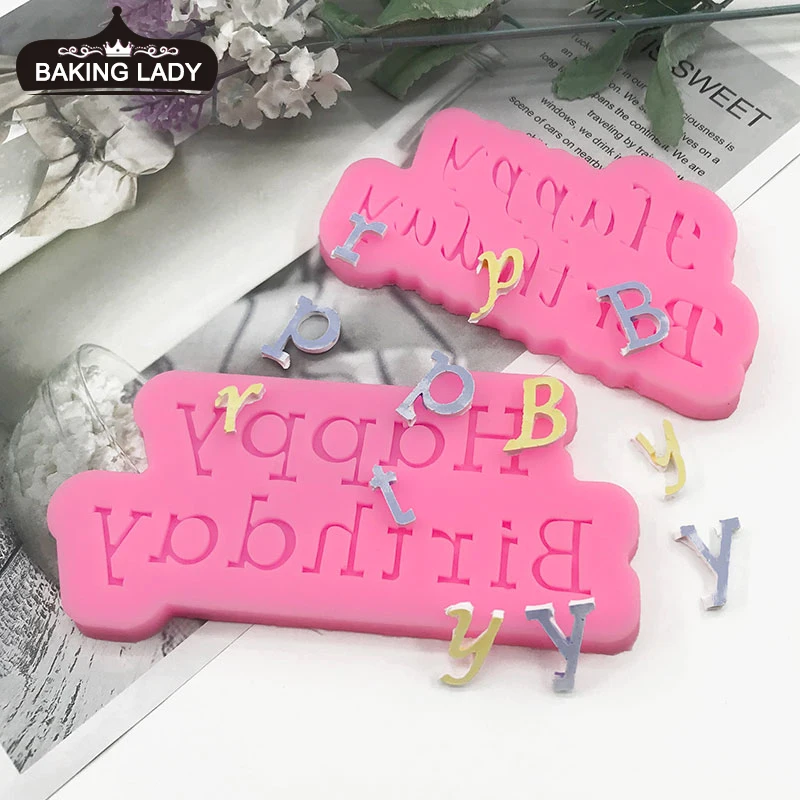 

Happy birthday Sugarcraft Silicone Mold Letter form Chocolate Fondant Cake Decorating Tools dessert decorators