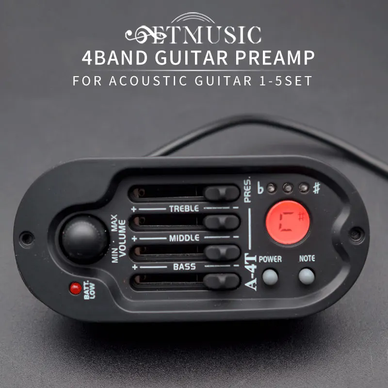 Acoustic Guitar Preamp 4 Band A-4T Folk Guitar Pickup EQ Equalizer Piezo Pickup Line with LCD Tuner Guitar Parts
Acoustic Guitar Preamp 4 Band A-4T Folk Guitar Pickup EQ Equalizer Piezo Pickup Line with LCD Tuner Guitar Parts