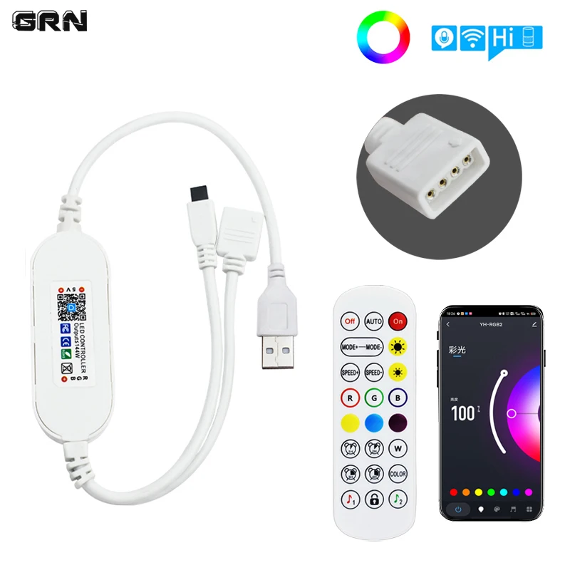 Умный контроллер светодиодных лент Tuya, 5 В, питание от USB, с 24-клавишной панелью, работает с Magic Home Alexa Google для 5050 2835 WS2812
Умный контроллер светодиодных лент Tuya, 5 В, питание от USB, с 24-клавишной панелью, работает с Magic Home Alexa Google для 5050 2835 WS2812