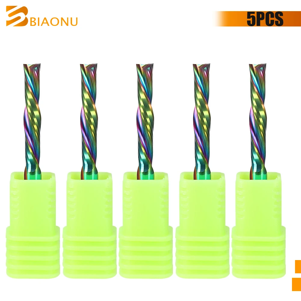 Biaonu 5pcs Down Cut 3.175/4/5/6mm 2 Flute Spiral Milling Cutter DLC Coated Carbide Wood EndMills Tools CNC Engraving Router Bit
Biaonu 5pcs Down Cut 3.175/4/5/6mm 2 Flute Spiral Milling Cutter DLC Coated Carbide Wood EndMills Tools CNC Engraving Router Bit