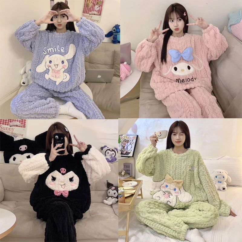 Sanrios Kuromi My Melody Cinnamoroll Coral Velvet Pajamas for Girls Winter Thickened Warm Cartoon Round Neck Kawaii Home Clothes
Sanrios Kuromi My Melody Cinnamoroll Coral Velvet Pajamas for Girls Winter Thickened Warm Cartoon Round Neck Kawaii Home Clothes