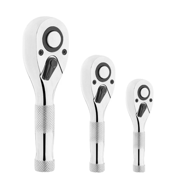 

Ratchet Handle 1/4" 3/8" Ratchet Wrench Socket Wrench 72 Tooth Reversible Switches Stainless Steel 3 Pieces