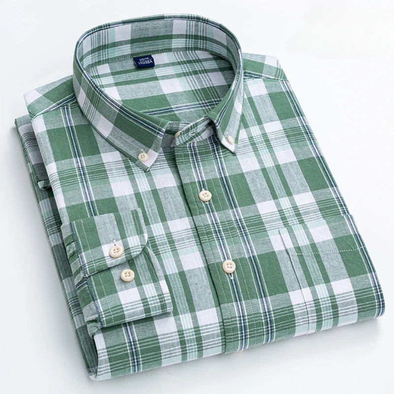 

Fahion Flax long-sleeve shirts for men Linen cotton Casual plain shirt single pocket plaid designer tops free shipping items