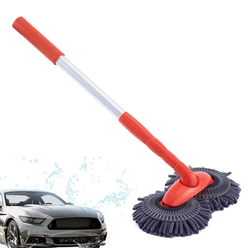 

Double Brush Head Rotating Car Wash Mop Three-Section Telescopic Mop Roof Window Cleaning Maintenance Auto Supplies Accessories