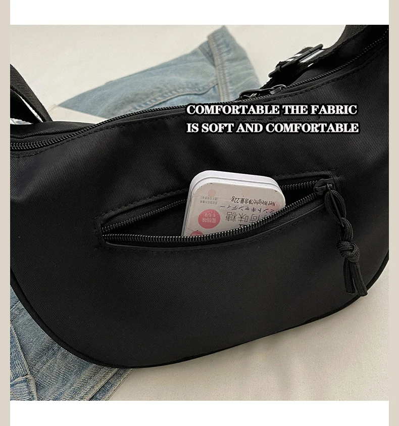 Nylon Hobos Crossbody Bags Solid Casual Zipper Women's Bags 2024 Fashion High Capacity Solid Color Single Shoulder Totes Bag Nylon Hobos Crossbody Bags Solid Casual Zipper Women's Bags 2024 Fashion High Capacity Solid Color Single Shoulder Totes Bag