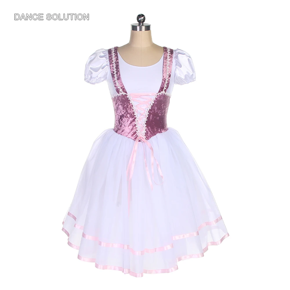 

Бархатный лиф из спандекса с белой длинной тюлевой юбкой, романтичное балетное платье-пачка для взрослых и детей, костюмы для выступлений, 20111
