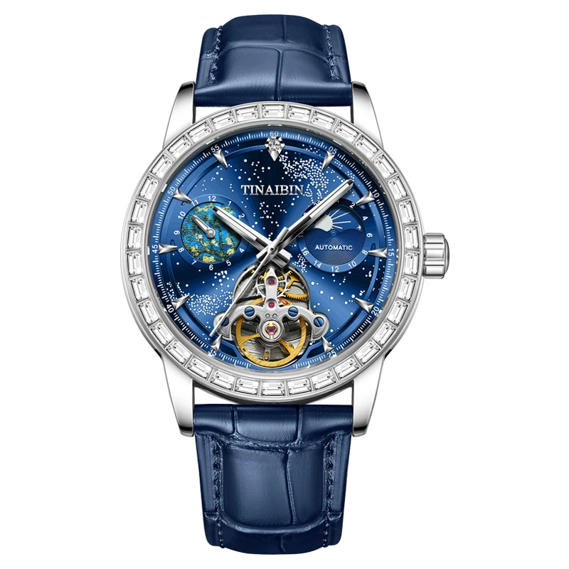 New Desingn Blue Luminous Dial Mechanical Watch Waterproof Lunar horloges mannen Men's watches Top Brand Luxury
New Desingn Blue Luminous Dial Mechanical Watch Waterproof Lunar horloges mannen Men's watches Top Brand Luxury