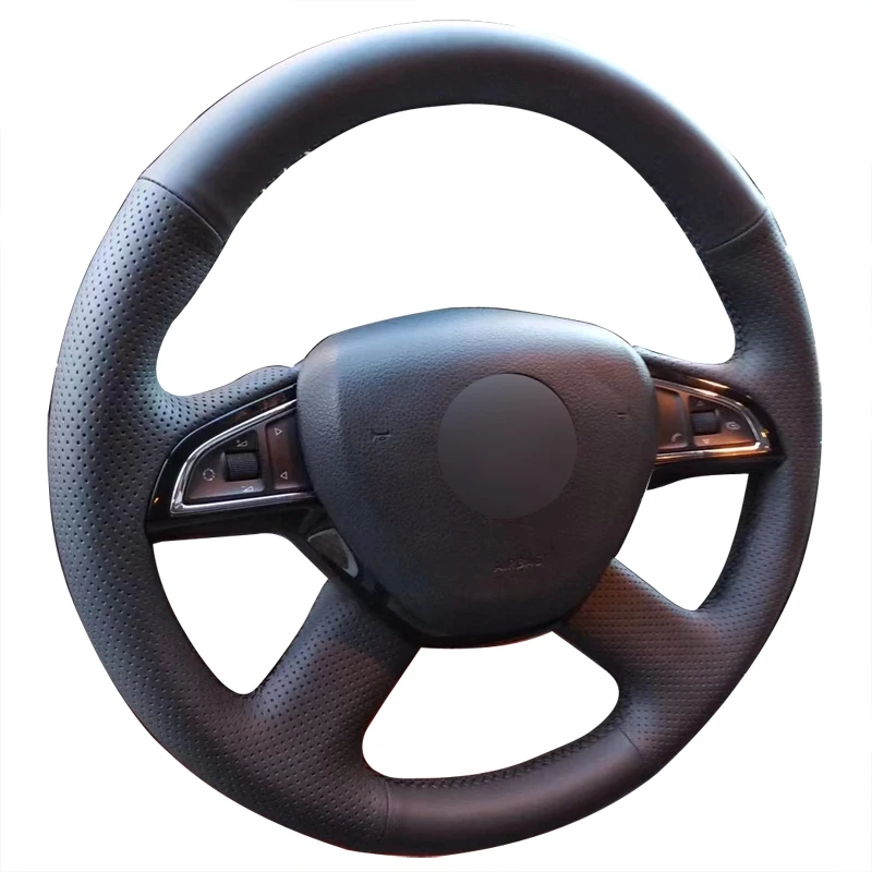 Hand Sewing Steering Wheel Cover Black Leather Anti-Slip for 2015 Skoda Superb 2014 Octavia Car Accessories
Hand Sewing Steering Wheel Cover Black Leather Anti-Slip for 2015 Skoda Superb 2014 Octavia Car Accessories