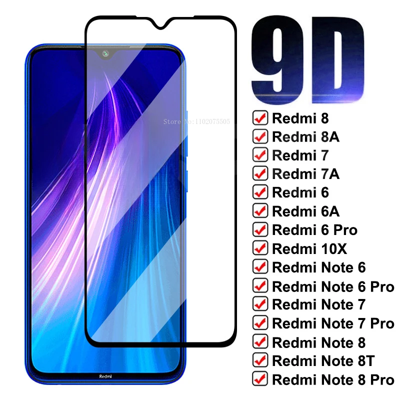 

2Pcs 9D Protective Glass For Xiaomi Redmi Note 8T 8 7 6 Pro Screen Protector Redmi 8 8A 7 7A 6 6A K20 K30 Safety Glass Film