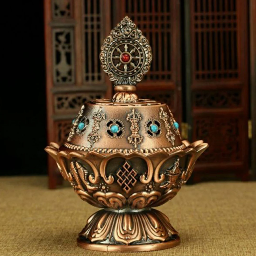 Nepalese Alloy Sandalwood Incense Burner For Coil Incense Antique Style Aroma Burner Lotus Dharma Wheel Censer Home Decor
Nepalese Alloy Sandalwood Incense Burner For Coil Incense Antique Style Aroma Burner Lotus Dharma Wheel Censer Home Decor