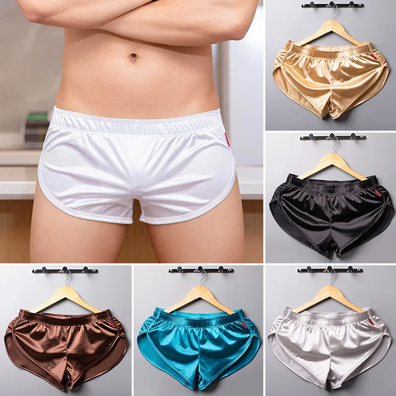 Men Homewear Silk Sleepwear Solid Color Sleep Bottoms Satin Pajamas Boxer Briefs Boxer Trunks Sexy Smooth Male Shorts Panties
Men Homewear Silk Sleepwear Solid Color Sleep Bottoms Satin Pajamas Boxer Briefs Boxer Trunks Sexy Smooth Male Shorts Panties