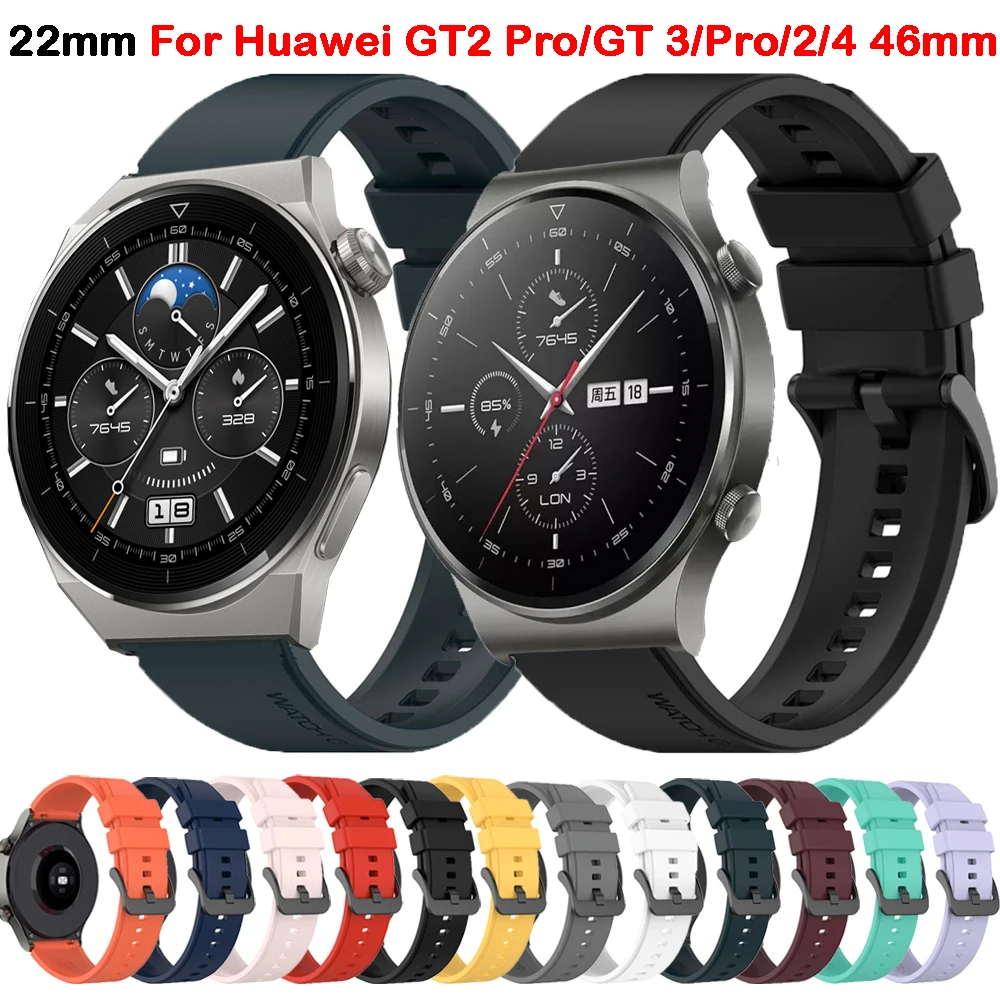 

Ремешок силиконовый для Huawei Watch GT2 Pro/GT3/GT4/GT 2 4 3 Pro 46 мм, сменный Браслет для смарт-часов, аксессуары для наручных часов, 22 мм