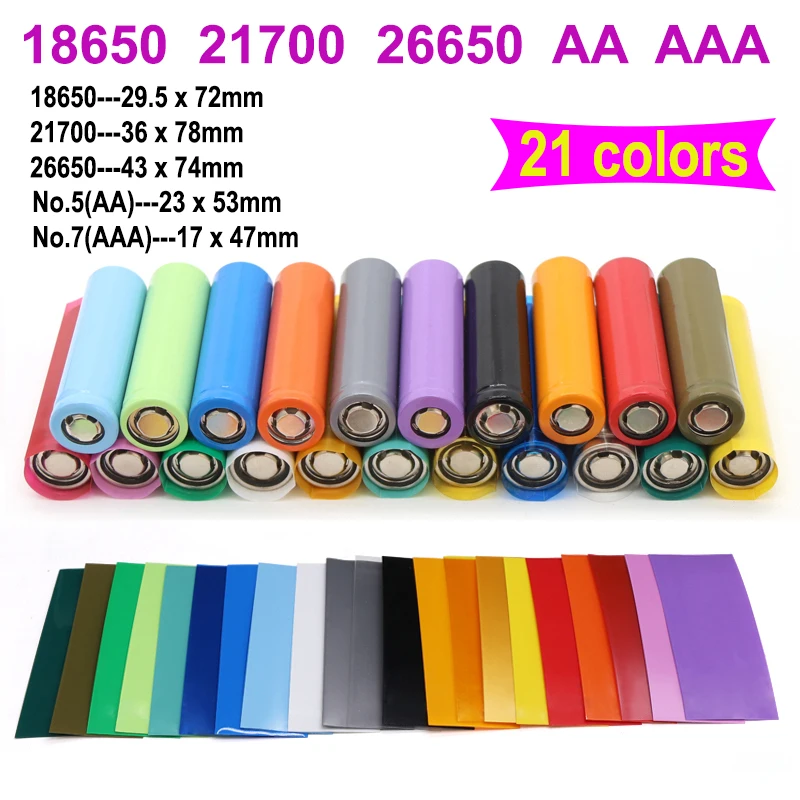 

18650/26650/21700/No.5/No.7 PVC Heat Shrink Tube Battery FilmTape Precut Shrinkable Sleeve Tubing Pipe Cover for Batteries Wrap
