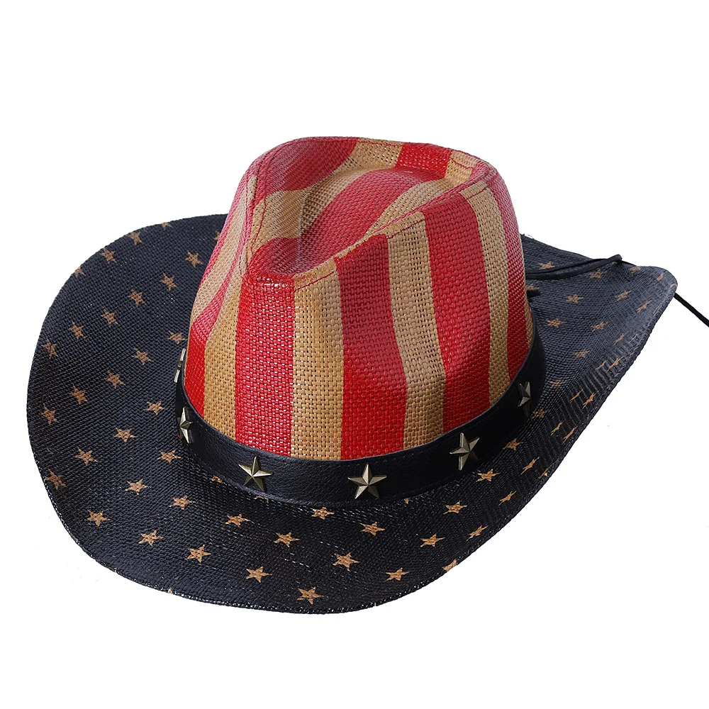 2022 New Women Men Western Cowboy Hat Classic American Flag Wide Brim Cowgirl Party Hats Chapeau Homme Cap Jazz Caps 56-58CM
2022 New Women Men Western Cowboy Hat Classic American Flag Wide Brim Cowgirl Party Hats Chapeau Homme Cap Jazz Caps 56-58CM